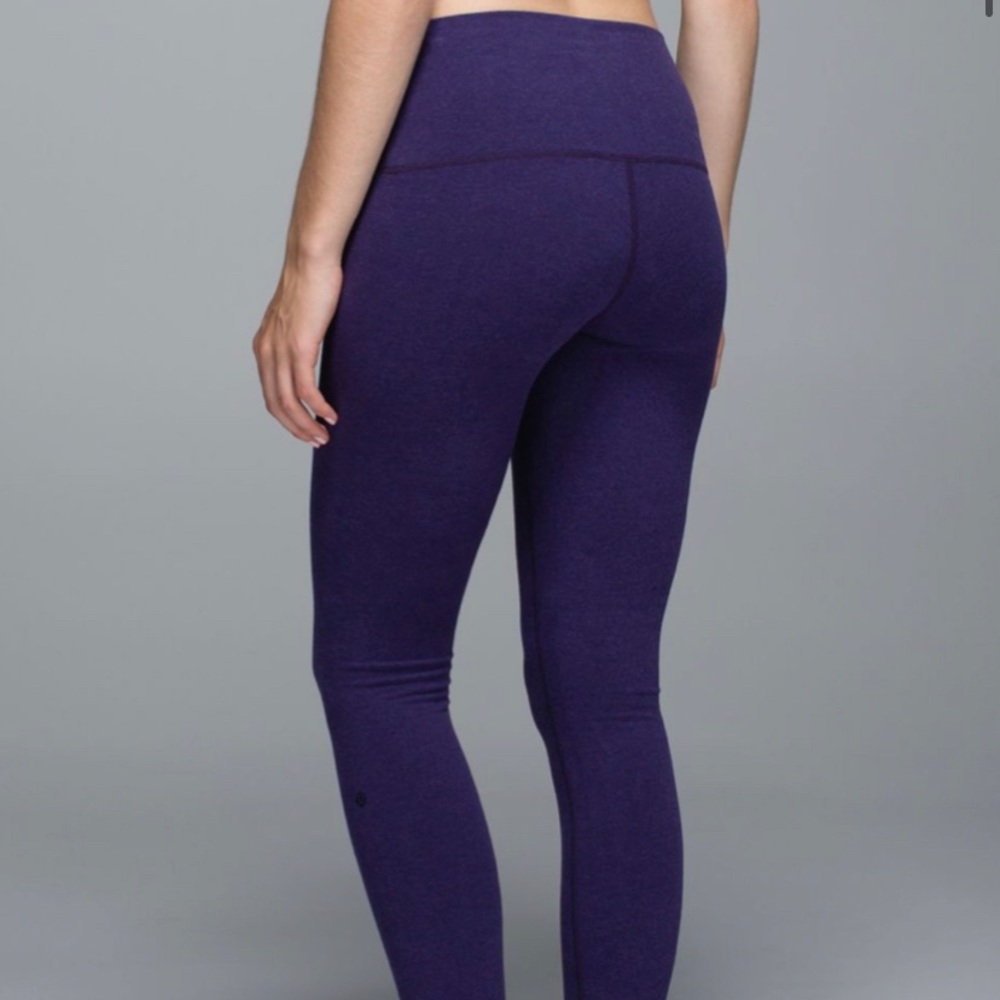 Lululemon Wunder Under Cotton Pant Roll Down in Heathered Black Grape